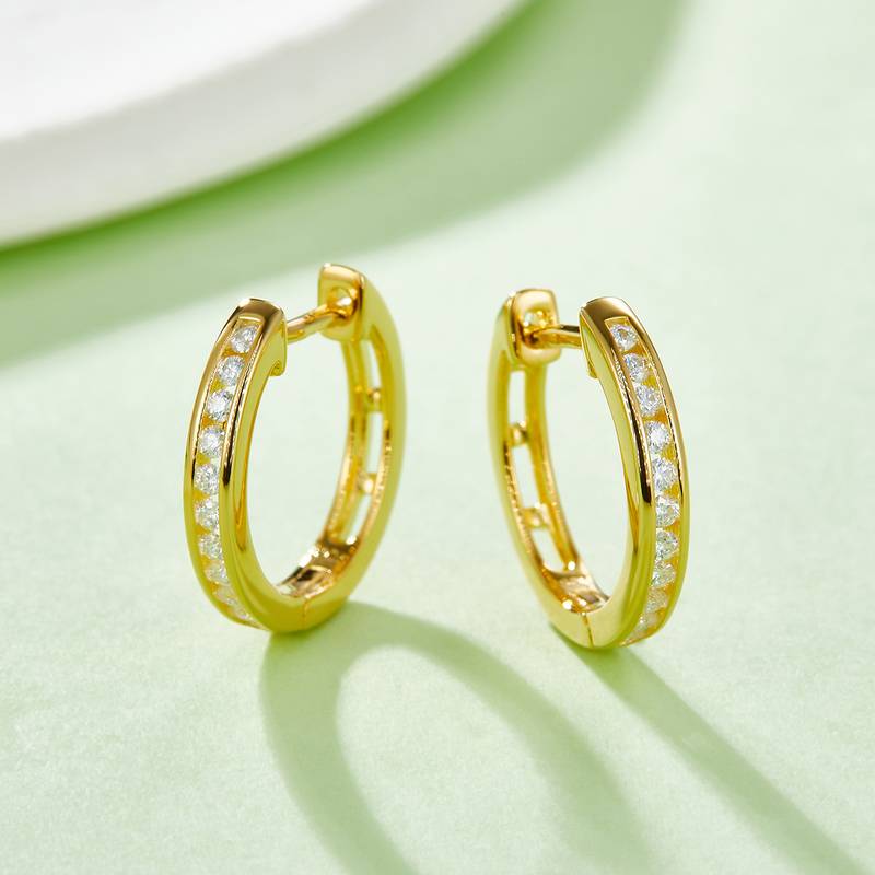 单排对半耳环S925银Moissanite厘石D级0.22ct